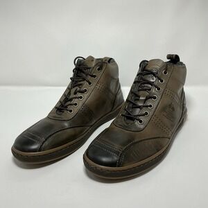 Cycleur De Luxe Men's Leather Dark Brown Wool Lining Mid Top Sneakers EU 42 US 9